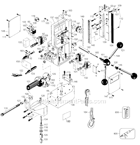 Page B Diagram and Parts List for 1557 Type 2 Black and Decker Drill Press